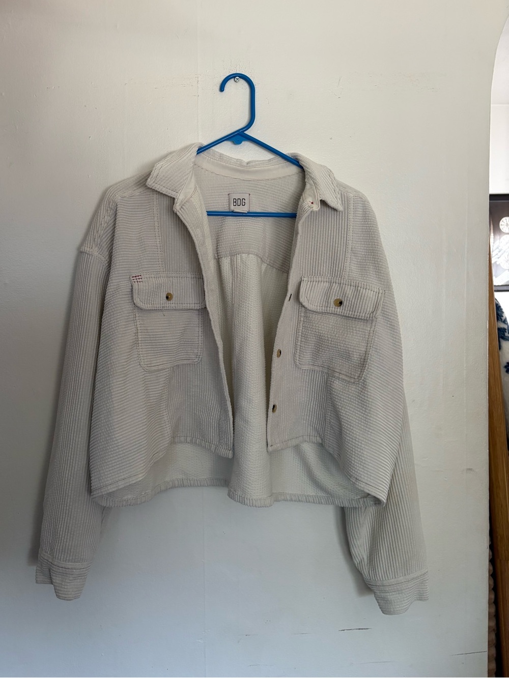 BDG Cream Corduroy Cropped Jacket Small